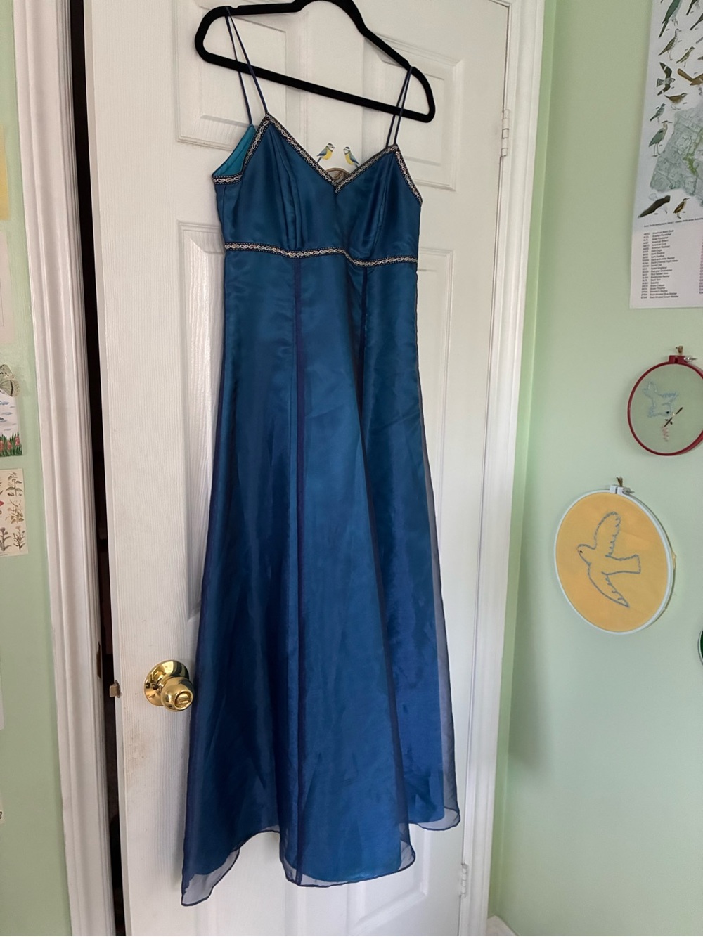 Blue Dress with Ribbon Trim